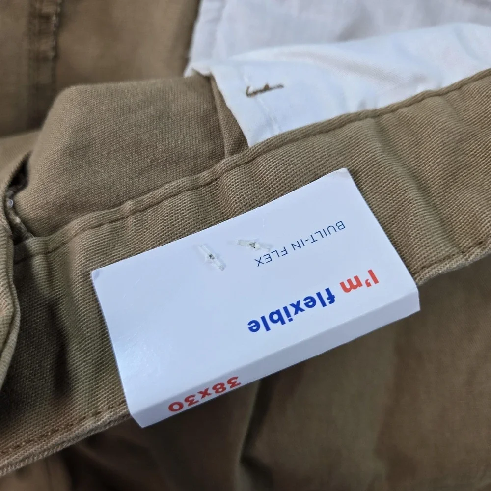 Old Navy Pants Mens 38x30 Beige Chino Relaxed Cotton‎ Spandex Pleated Pockets